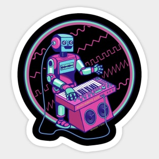 Synth Musician Robot playing Synthesizer Sticker